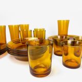 Table service 4 people amber glass duralex