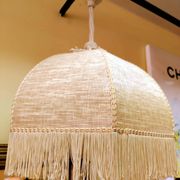 Bohemian hanging lamp cannage and vintage fringes