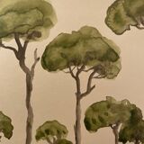 Signed watercolor painting “Lubéron pine forest”