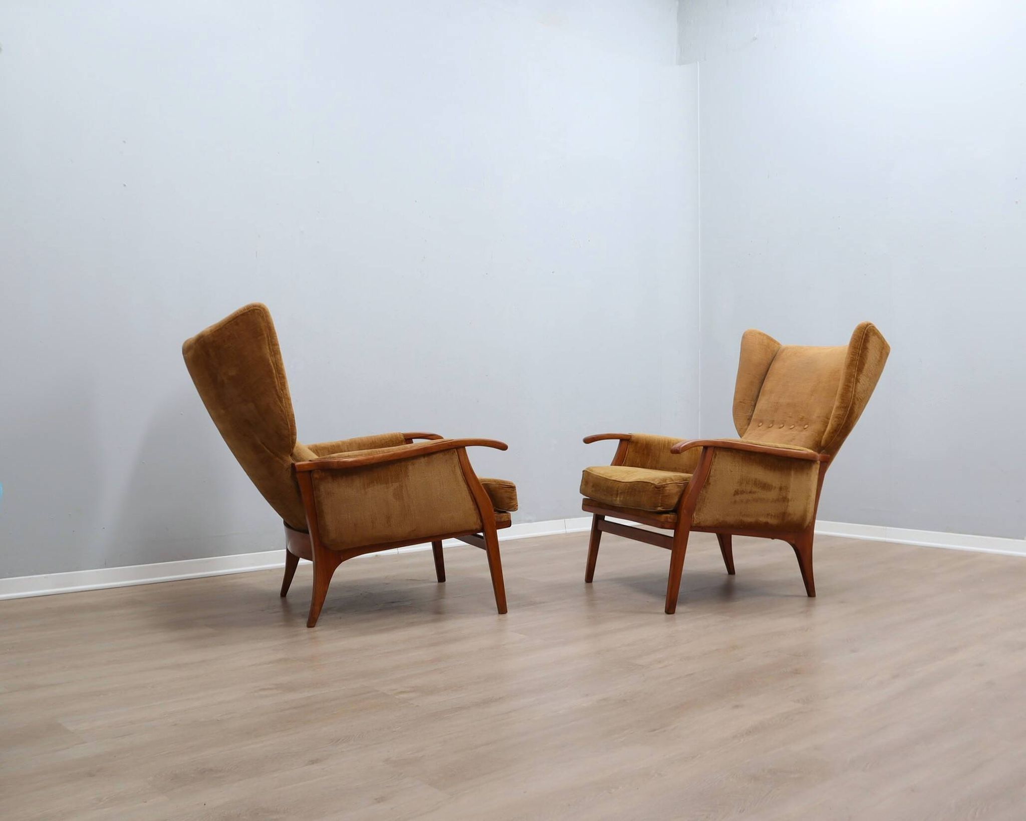 1950s Camea Italian reclining armchairs dralon velvet, set of 2