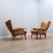 1950s Camea Italian reclining armchairs dralon velvet, set of 2