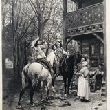 Etching la halte des cavaliers by Alf 1900