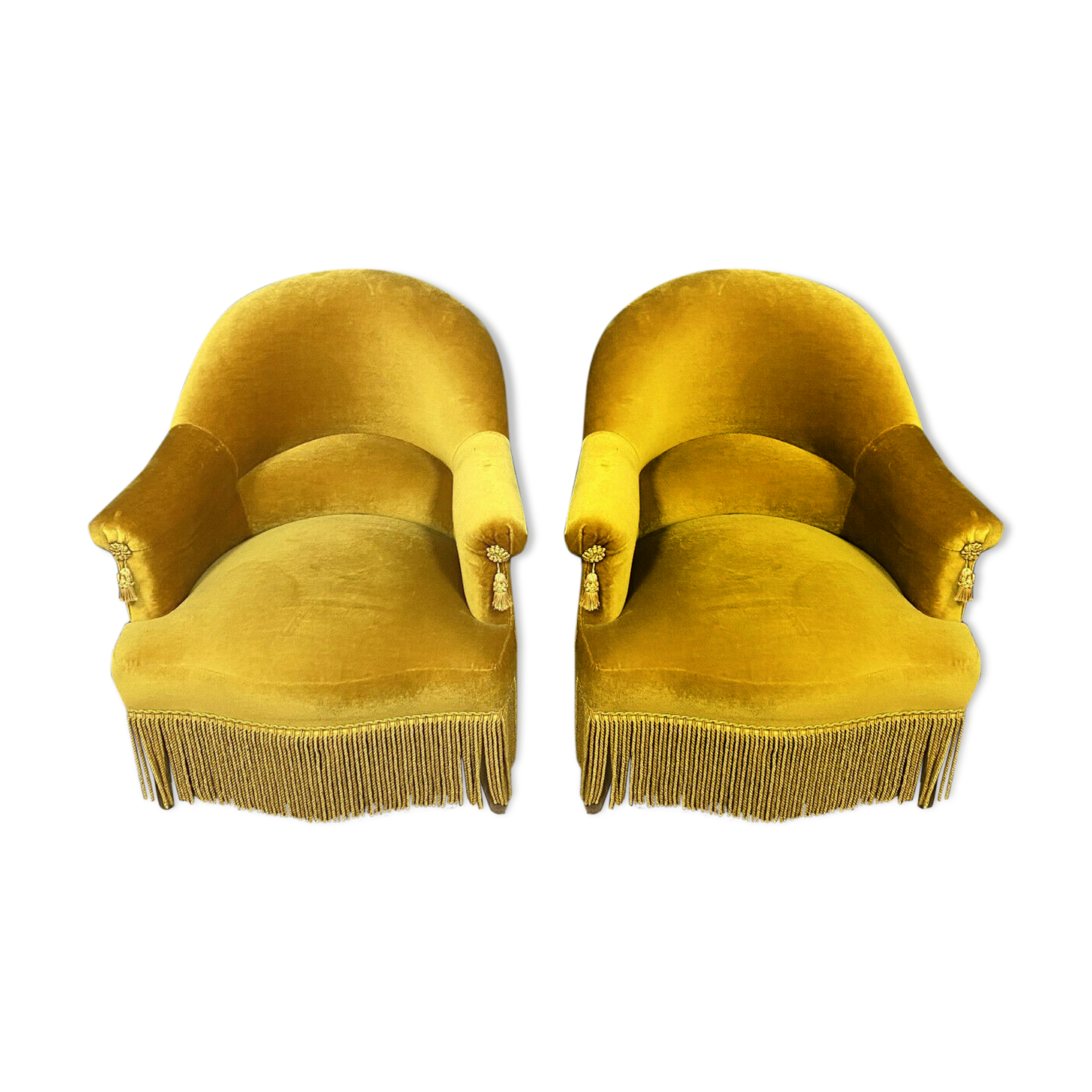 Paire de fauteuils "crapaud" époque Napoléon III en velours de gênes