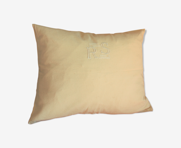 Coussin lin écru monogrammes blancs R S