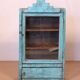 old Art Deco wall display case in original blue teak Burmese patina