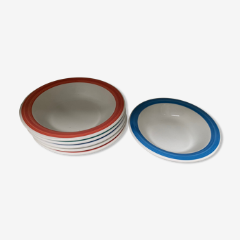 Set of 6 multicolored porcelain plates
