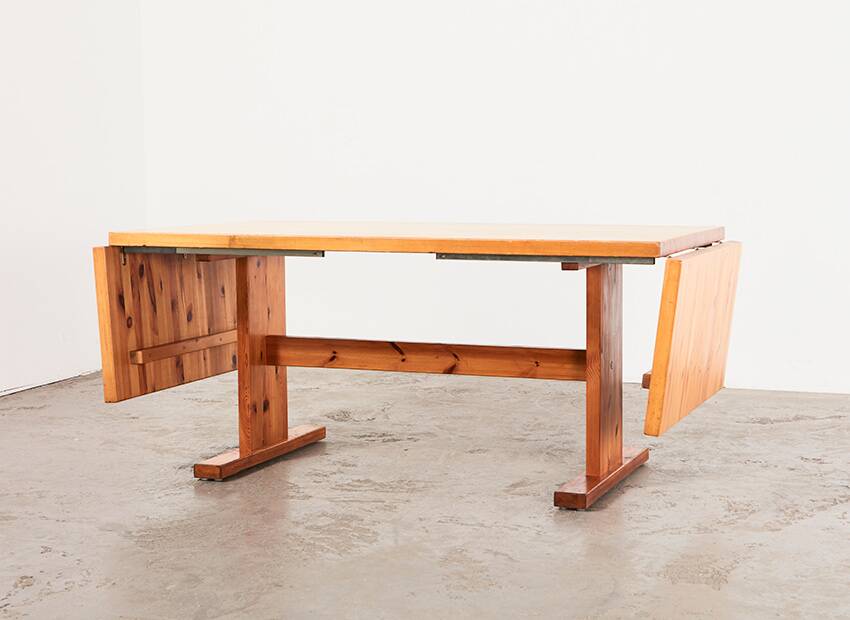 Scandinavian Drop-leaf Pine Shaker Dining Table 1960s