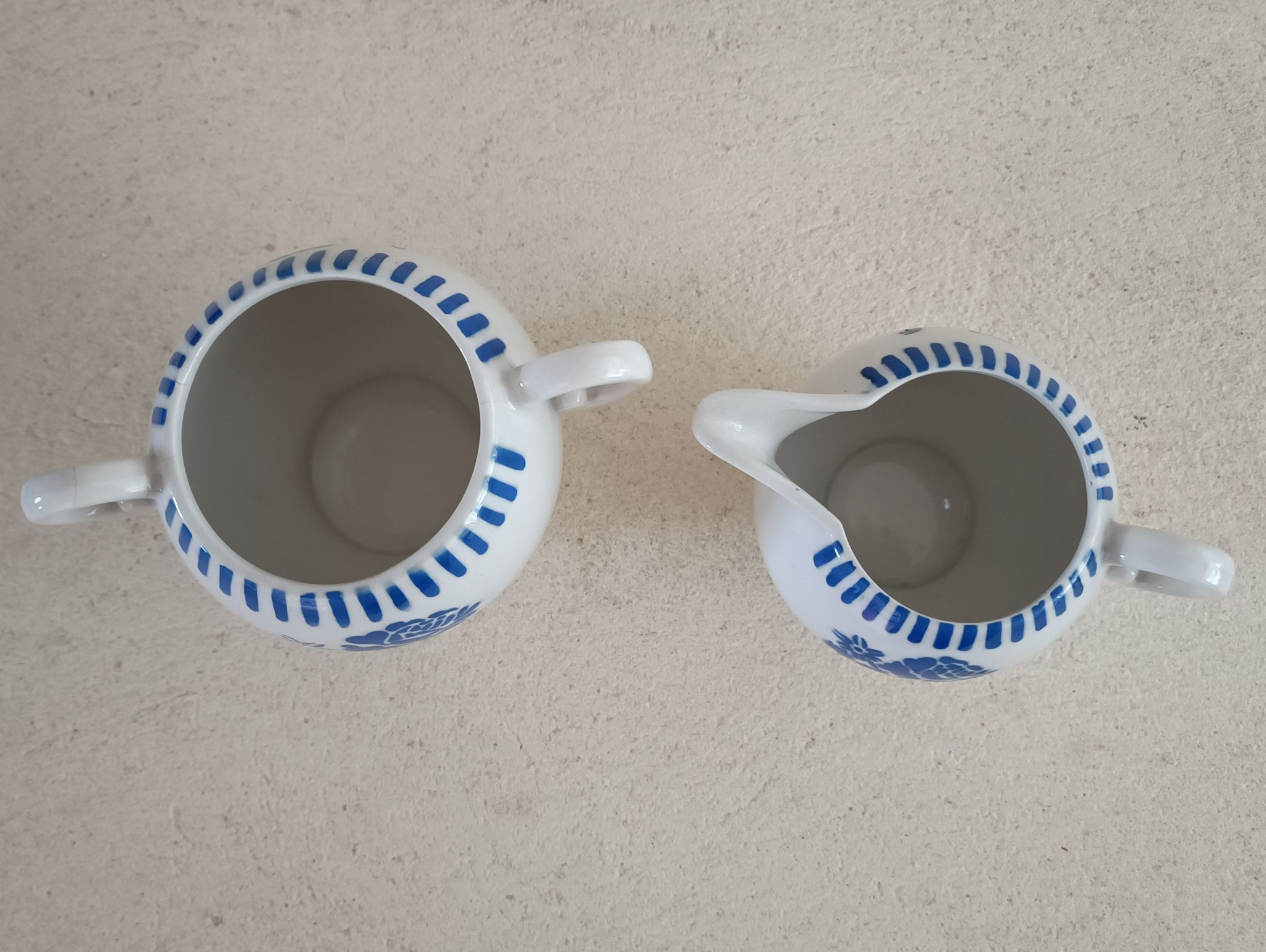Iron earth sugar bowl and milk jug Lunéville