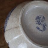 Vintage earthenware soup tureen Sarreguemines Derby series 1920 Blue and white