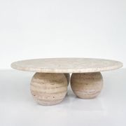 Contemporary Round Travertine Coffee Table, Italy