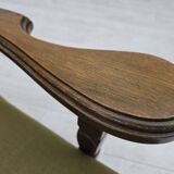 1970s, pair of Danish armchairs, original green furniture wool, oak wood.