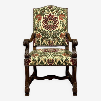 Renaissance style office armchair in walnut circa 1850