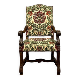Renaissance style office armchair in walnut circa 1850