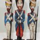 lot of three English soldiers in carved wood / vintage