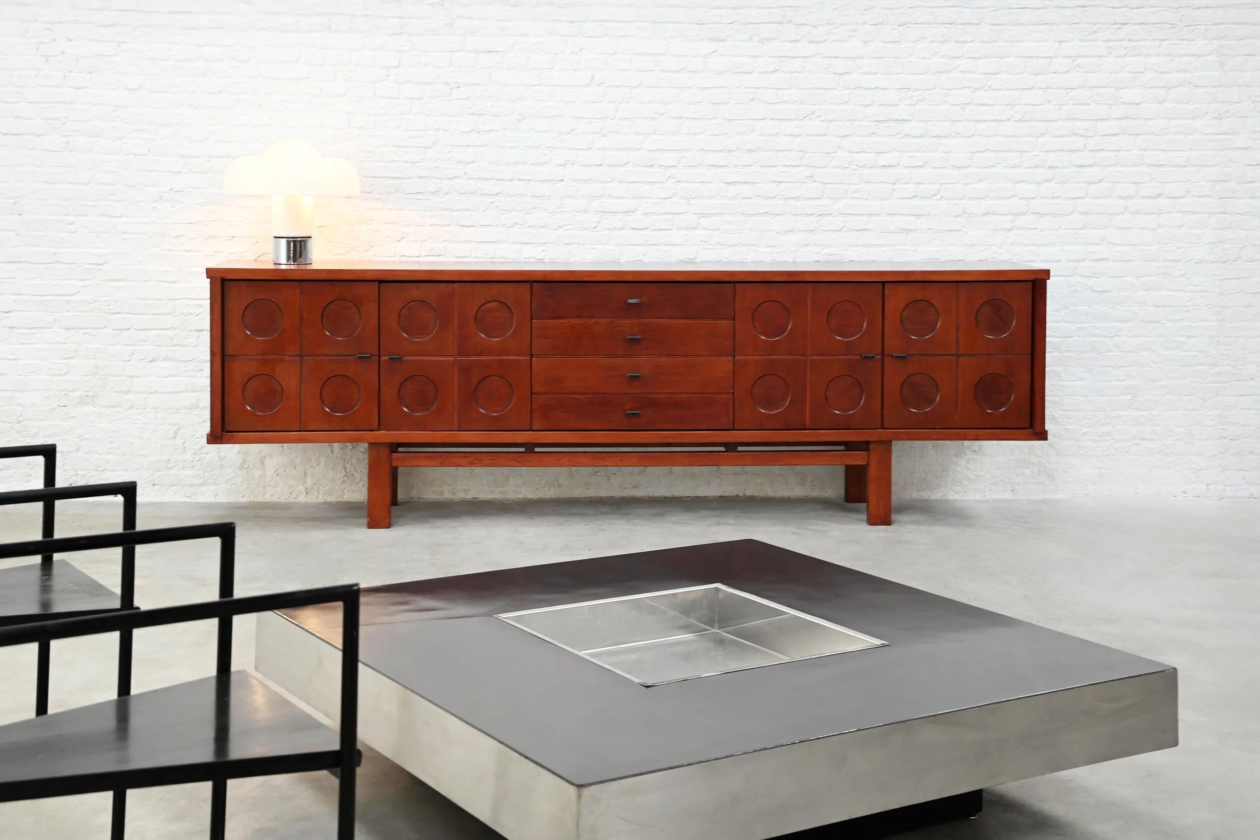 Brutalist oak sideboard, Belgium, 1970s