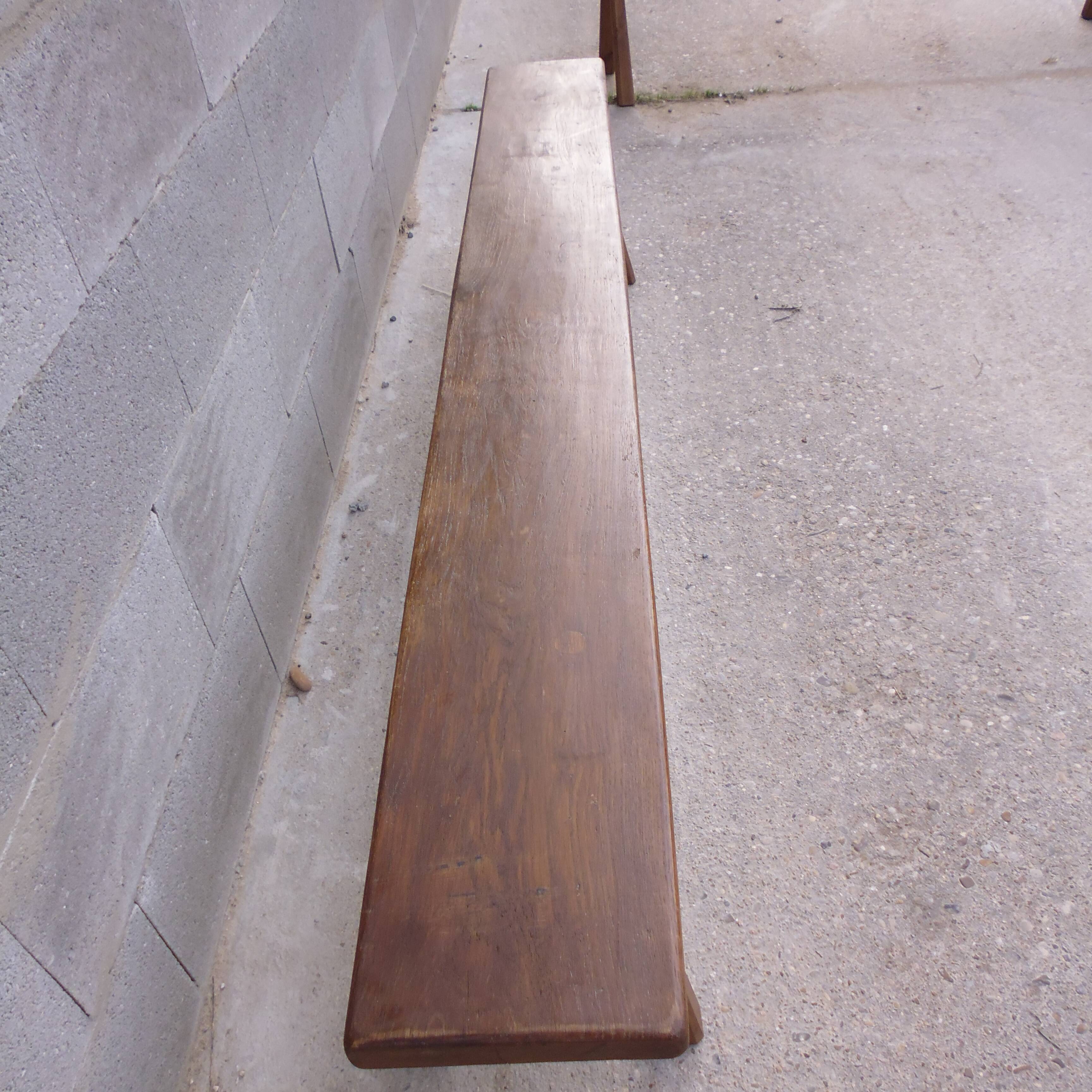 Pair of solid oak farm bench