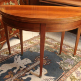 Louis XVI-style blond walnut half-moon console table