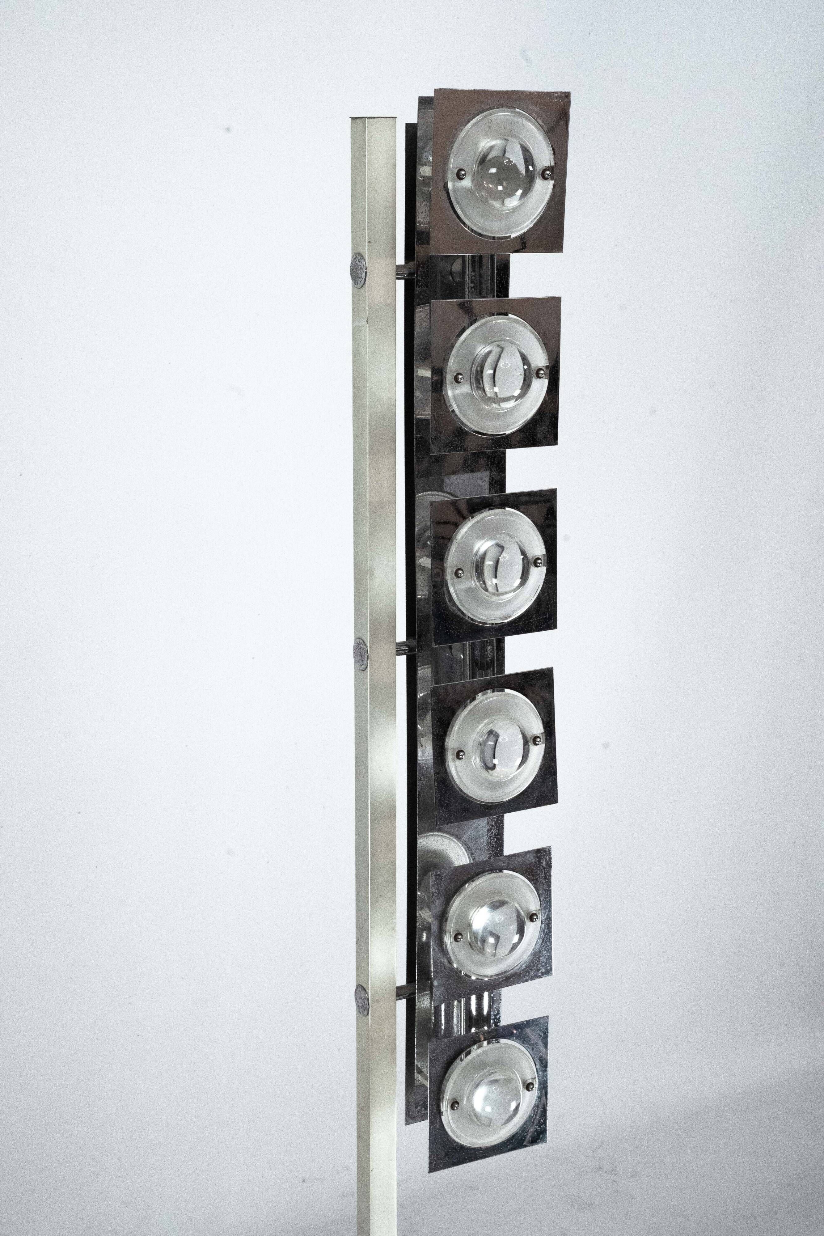 Mid-Century Chrome and Glass Floor Lamp attributed to Sciolari, Italy 1970s