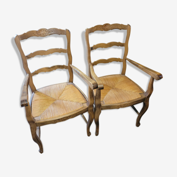 Paire de fauteuils pailler