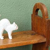 Brutalist oak shelving unit, 1950s