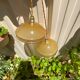 Suspension duo frosted glass orange and golden electricity new