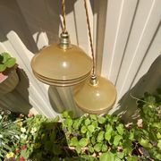 Suspension duo frosted glass orange and golden electricity new