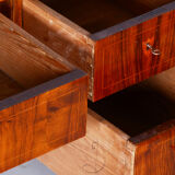 Restored biedermeier walnut writing desk, revived polish, czechia, 1830s