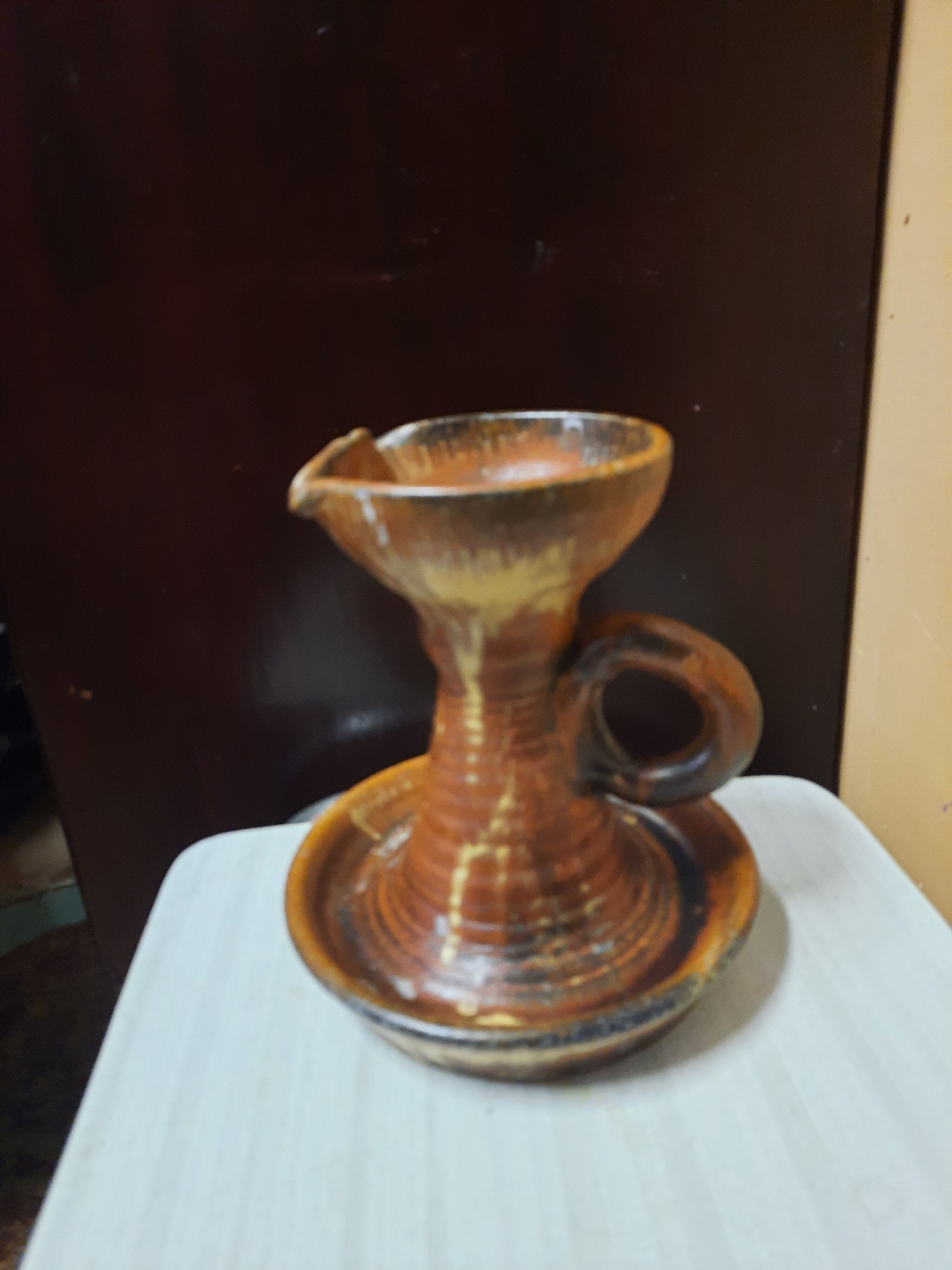 Vintage stoneware candle holder