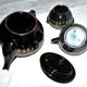 Sarreguemines Rockingham black earthenware teapot 1900