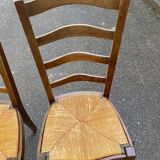 3 chaises bois massif paillées type ferme