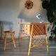 Louis Sognot desk and his stool, in rattan, 1960