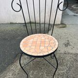Set of 4 terracotta ceramic mosaic chairs