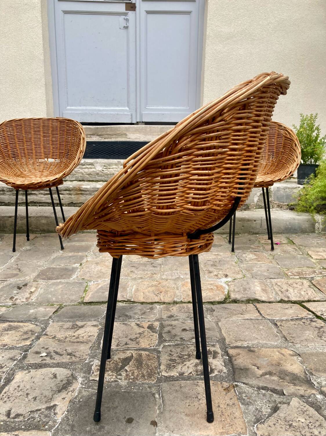 4 rattan chairs from 1950