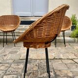 4 rattan chairs from 1950