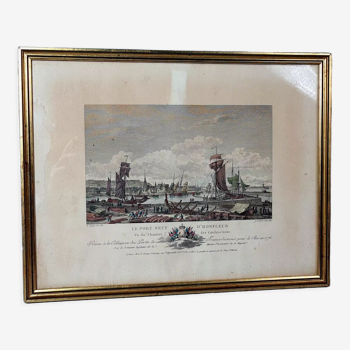 Gravure Le pont neuf d'Honfleur datée 1789 SB