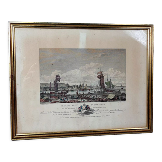 Engraving The new bridge of Honfleur dated 1789 SB