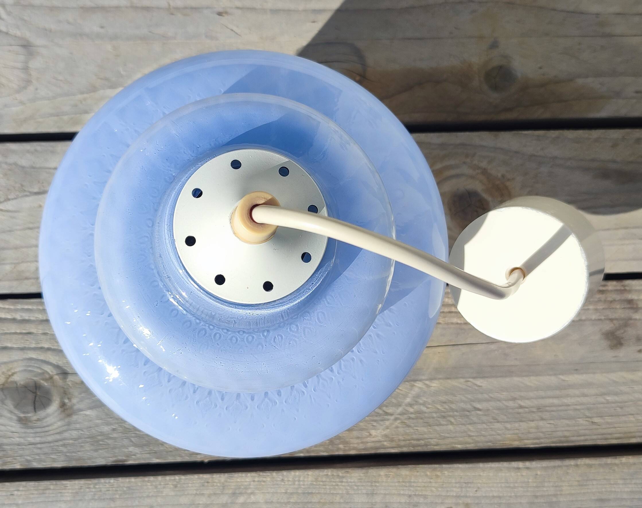Vintage blue tulip opaline pendant light