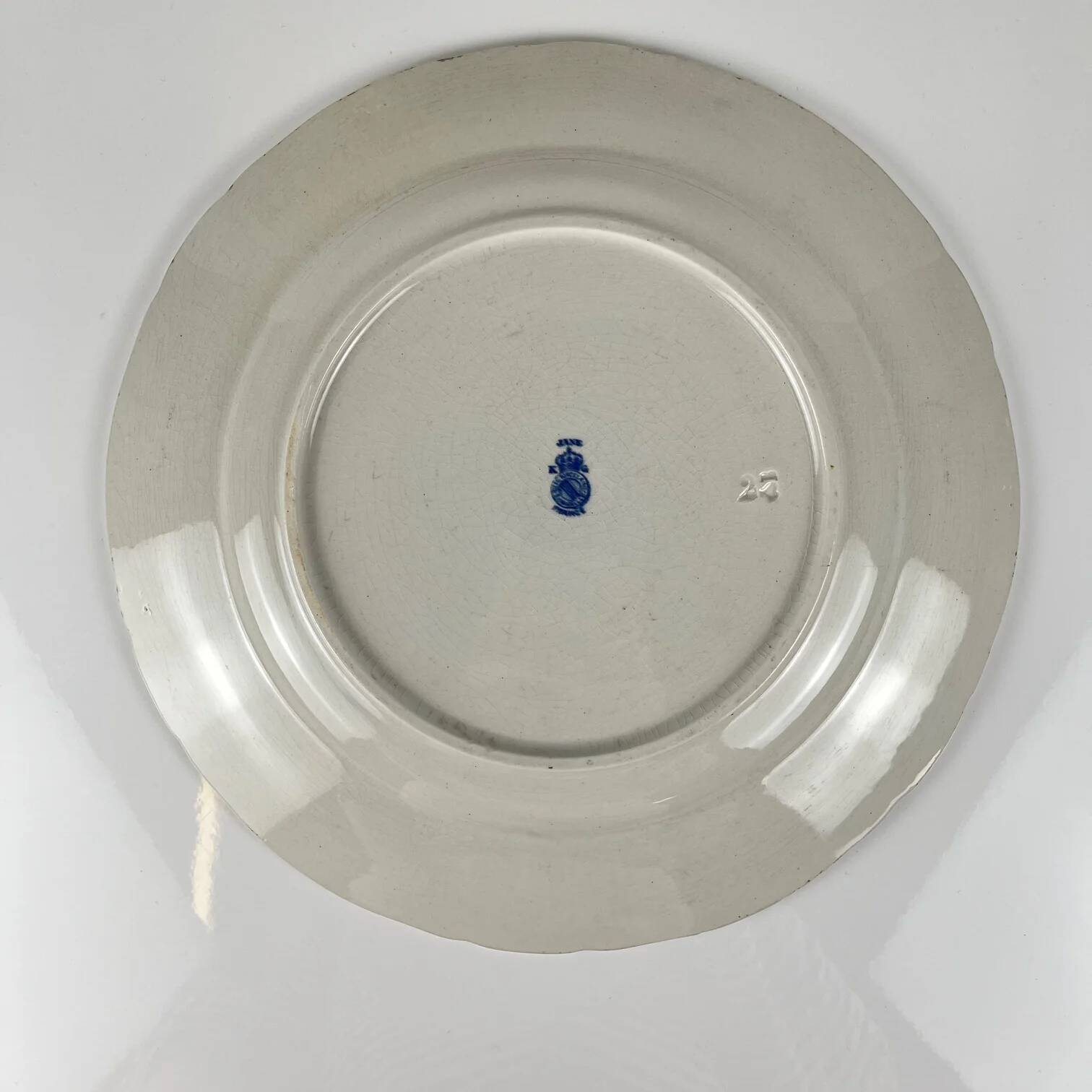 Round plate Terre de Fer KG Lunéville, model "Jane", blue, 1890-1915