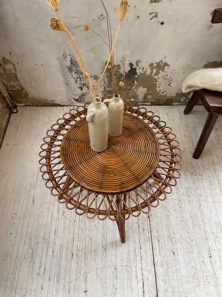 Rattan “sun” coffee table