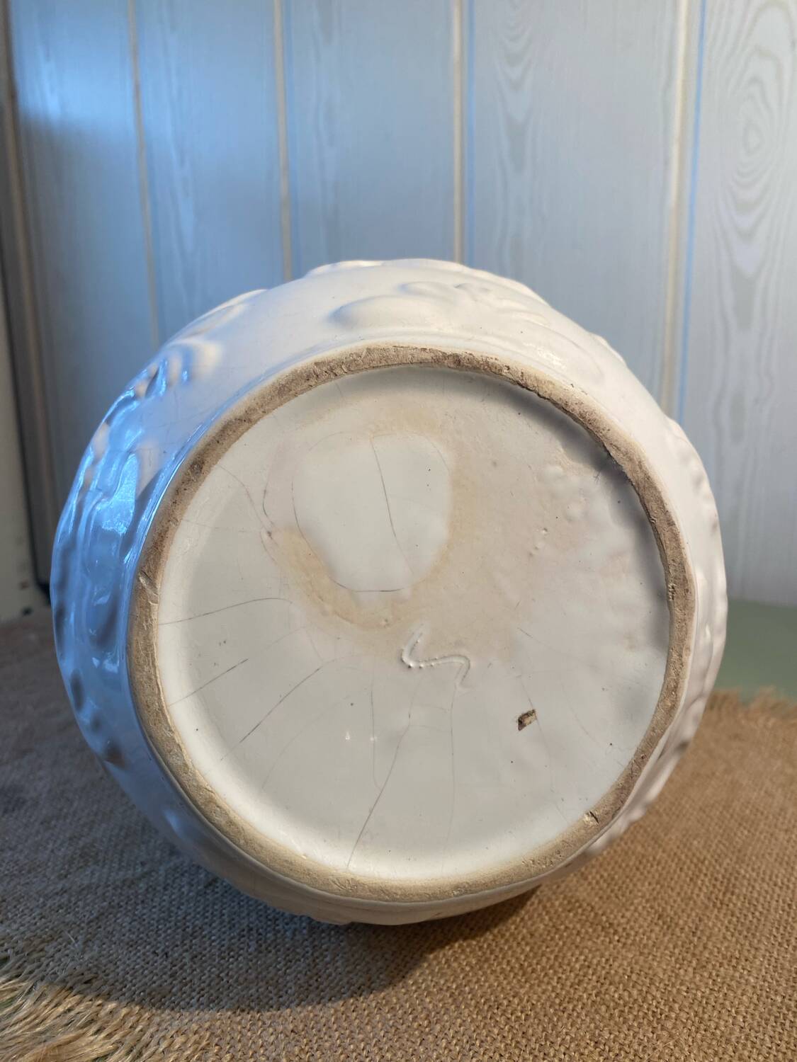 Large white earthenware jug