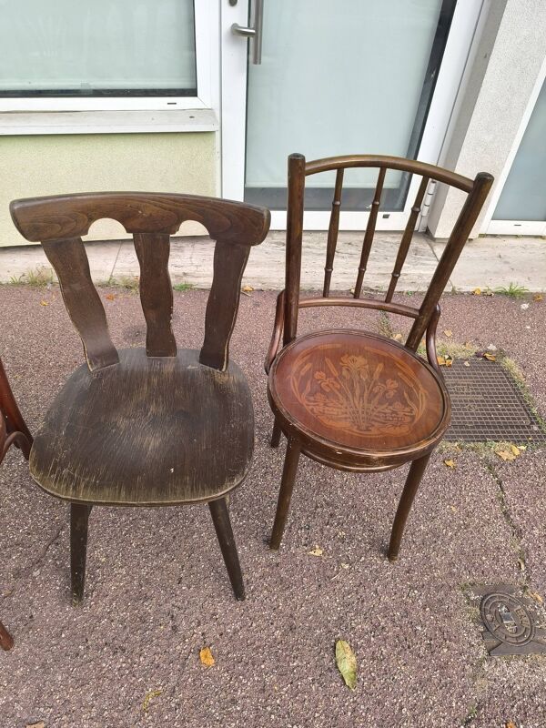 lot de 6 chaises bistrot dépareillées bois vintage