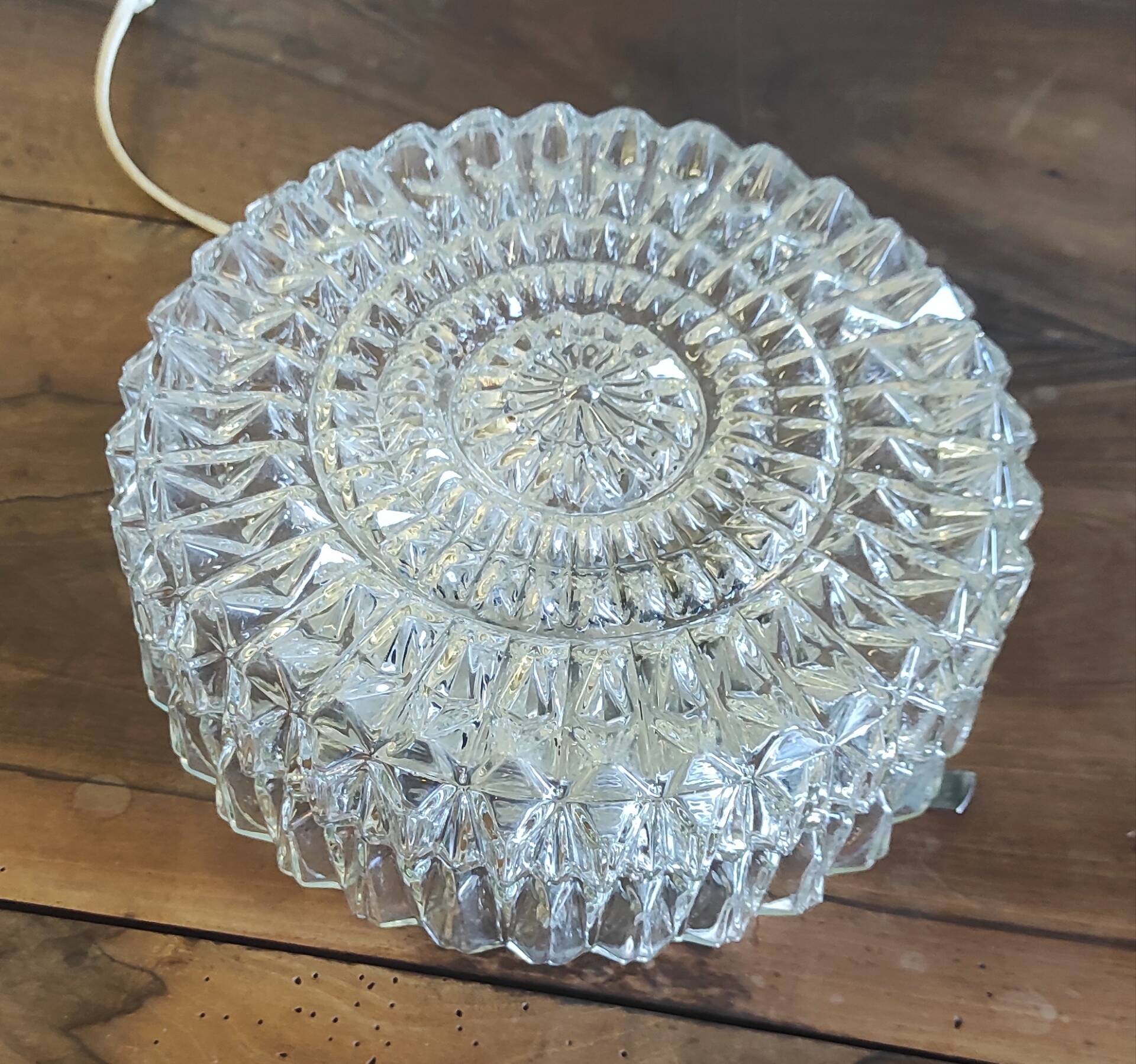 Ceiling light or wall light in moulded glass - 70s
