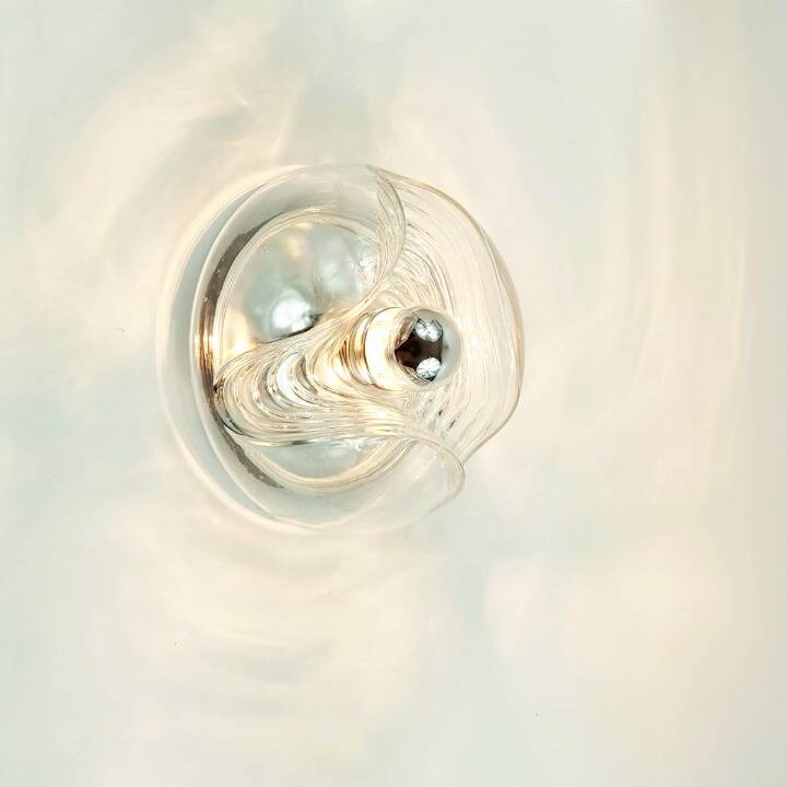 Mid-Century Space Age Glass Wave Ceiling Light - Koch & Lowy for P&P, 1970s