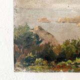Painting “Seaside View”, oil on canvas glued on hardboard.