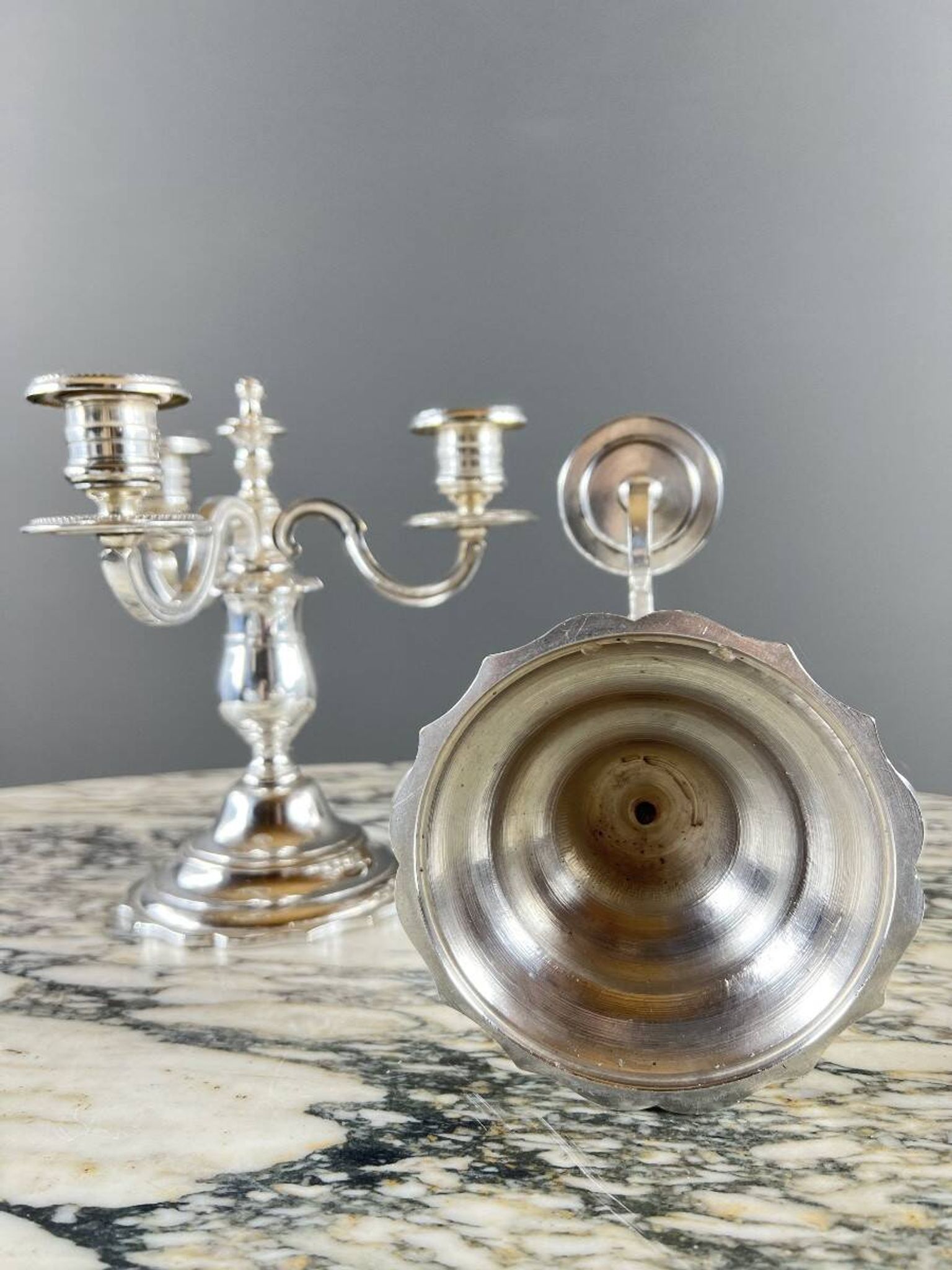 Pair of silver-plated candelabra, 20th century