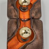 Sputnik wall lights in brown and orange ceramic, Germany 1970s
