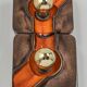Sputnik wall lights in brown and orange ceramic, Germany 1970s
