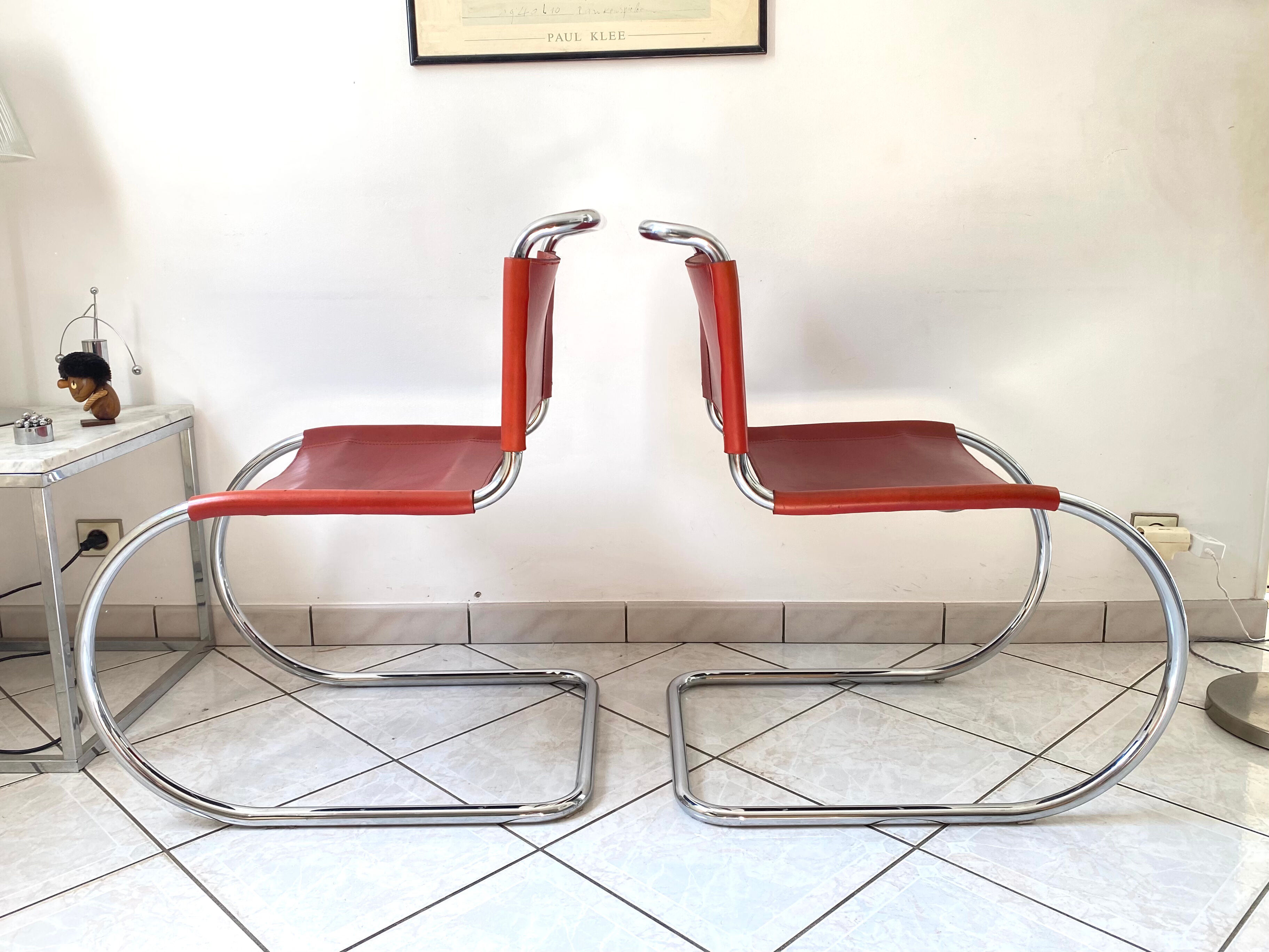 Pair of chairs MR 10 design Ludwig Mies Van Der Rohe vintage edition 90s