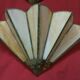 2 art deco fan-shaped wall lights in pearly glass paste and brass