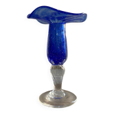 Bougeoir bleue verré bullé